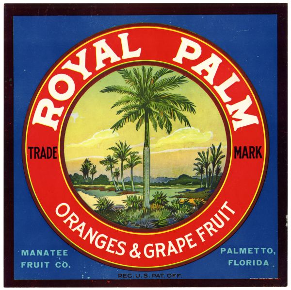 Royal Palm Oranges and Grapefruit Label