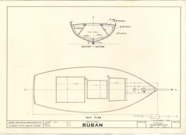 Technical Drawings of the Sloop Susan, ca. 1938