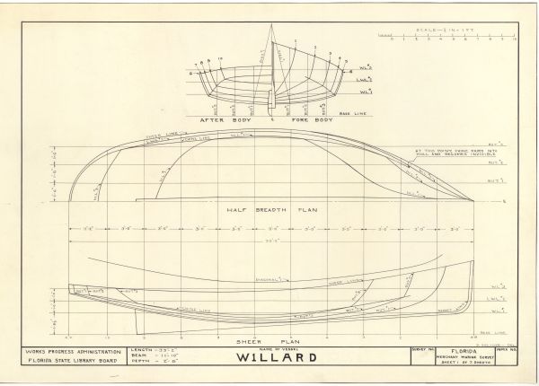 Technical Drawings of the Vessel Willard, ca. 1938