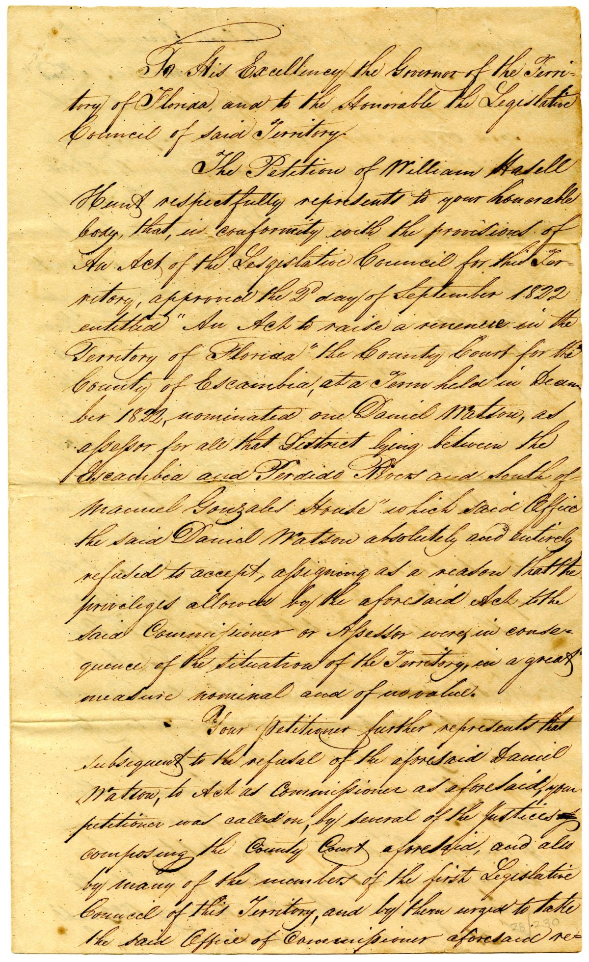 Petition of William Hasell Hunt Requesting Compensation for Work Completed as Property Appraiser, 1824