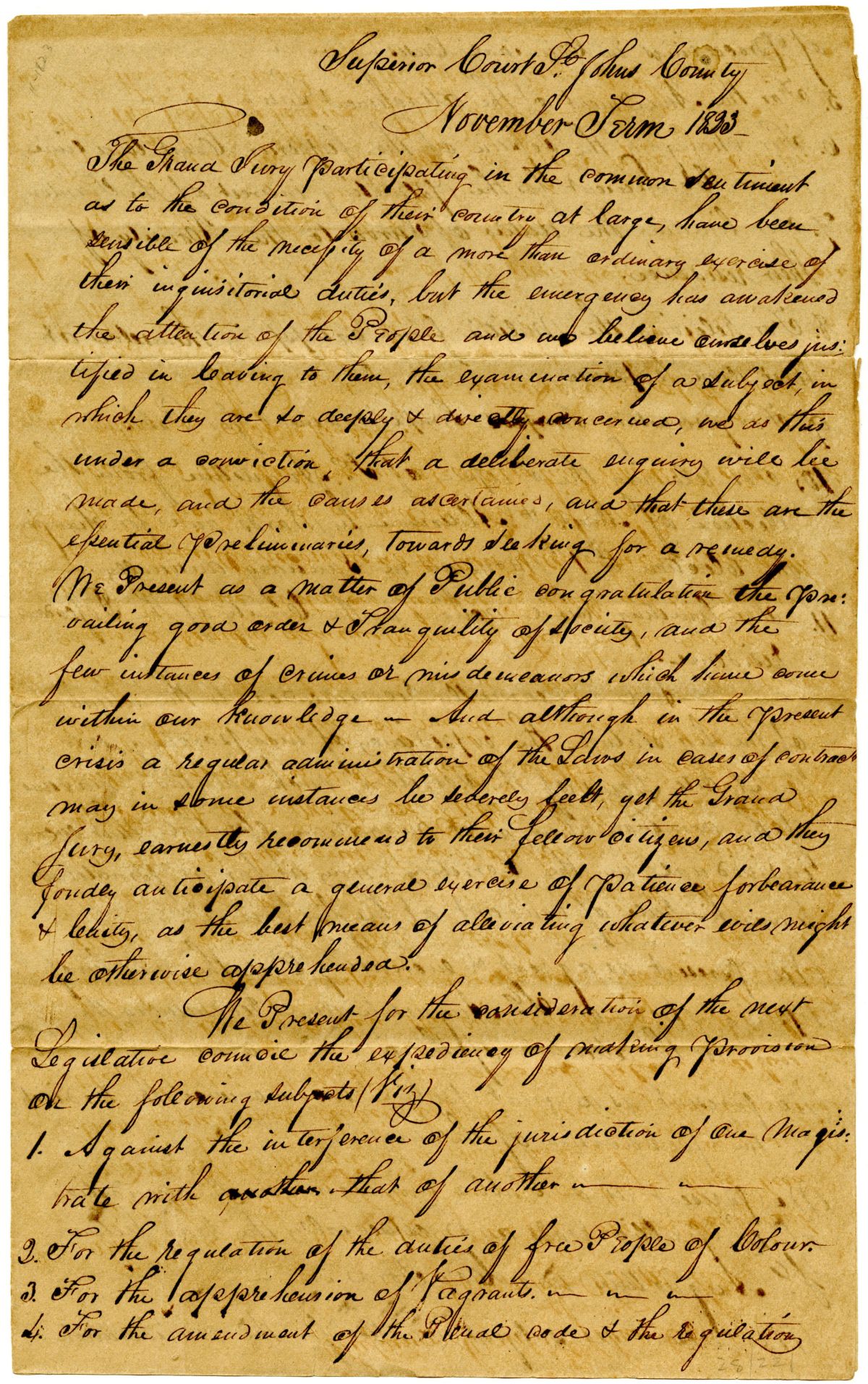 Grand Jury Presentment of the Superior Court for Saint Johns County, 1823