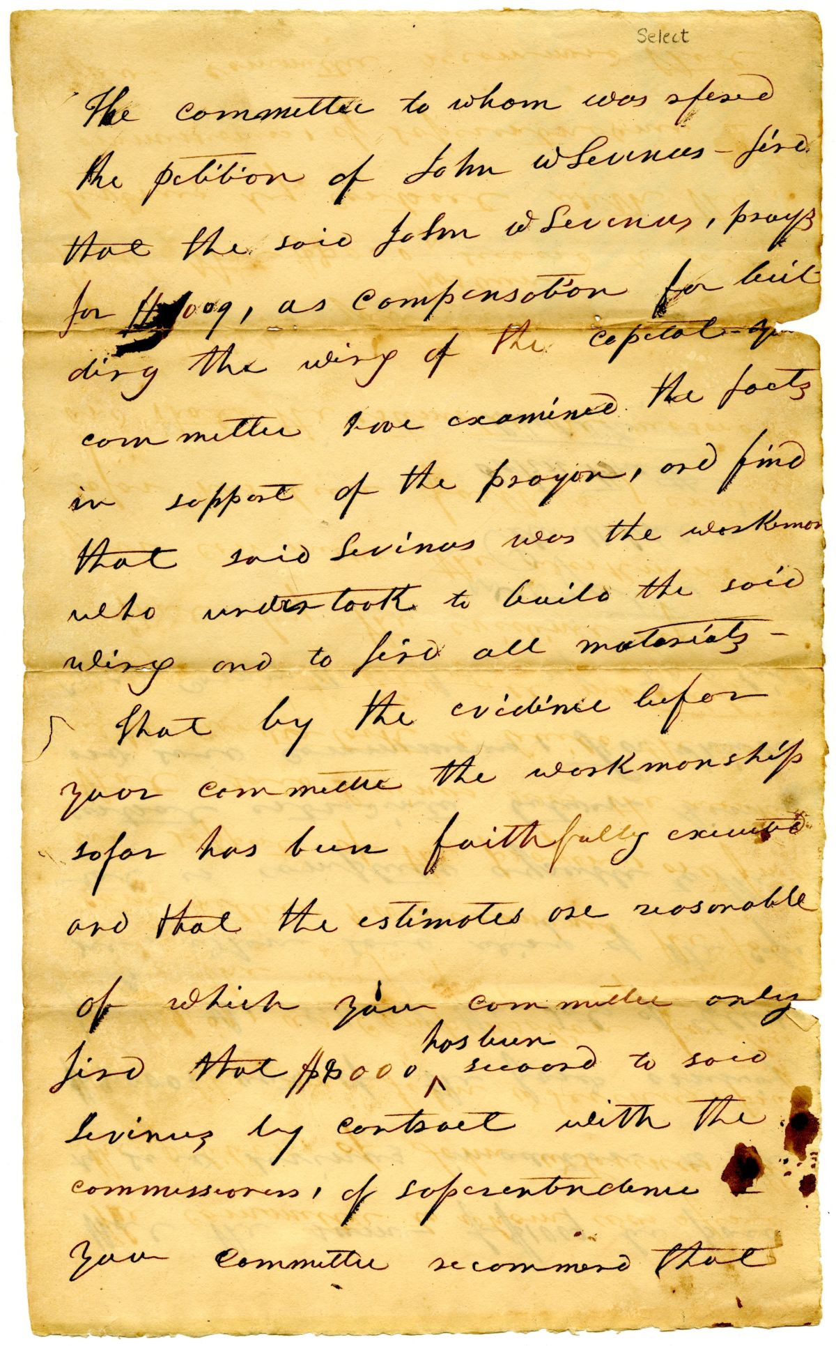 Report of the Committee Concerning the Petition of John W. Levinus, 1826