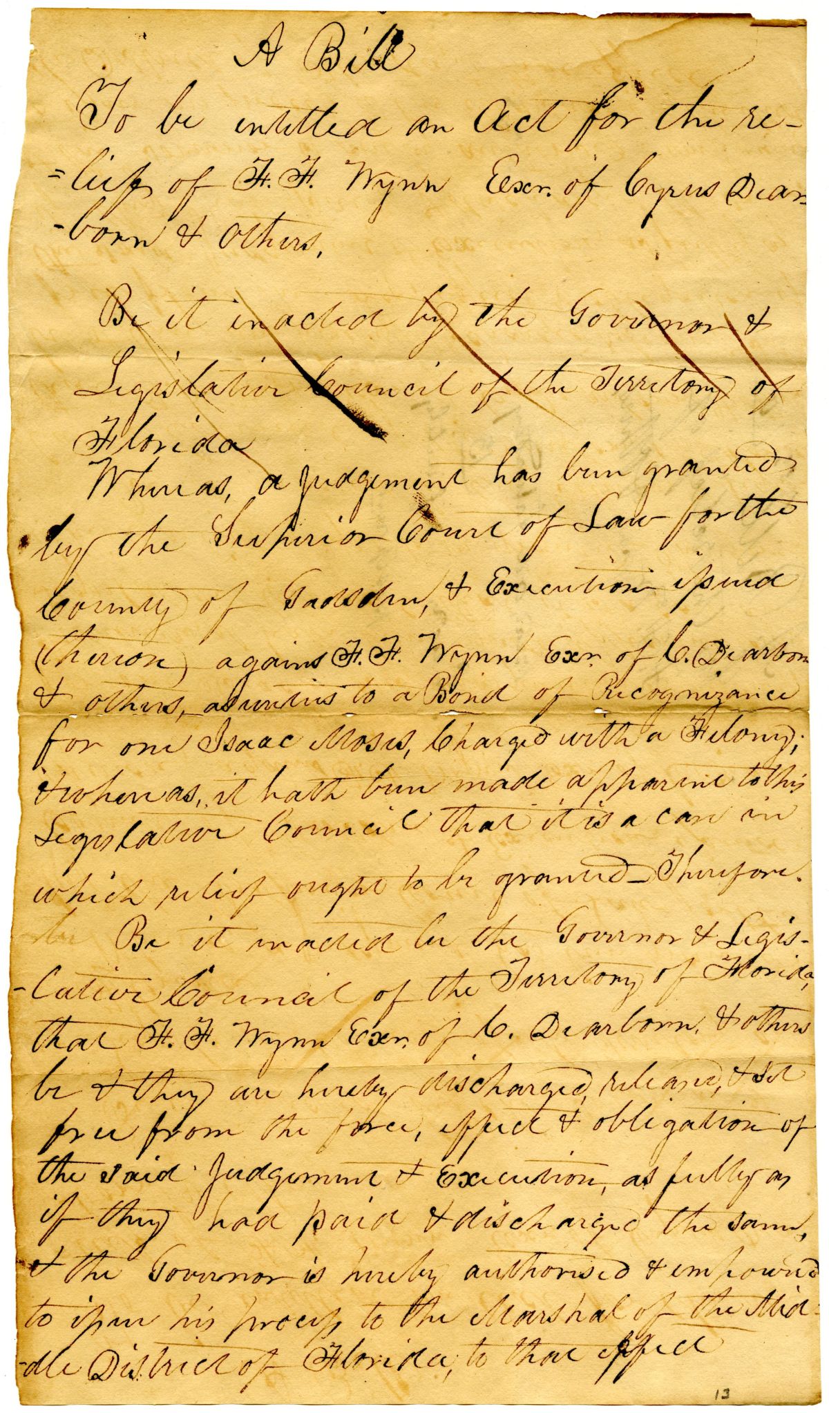 Draft of an Act for the Relief of F. F. Wynn and Others, 1834