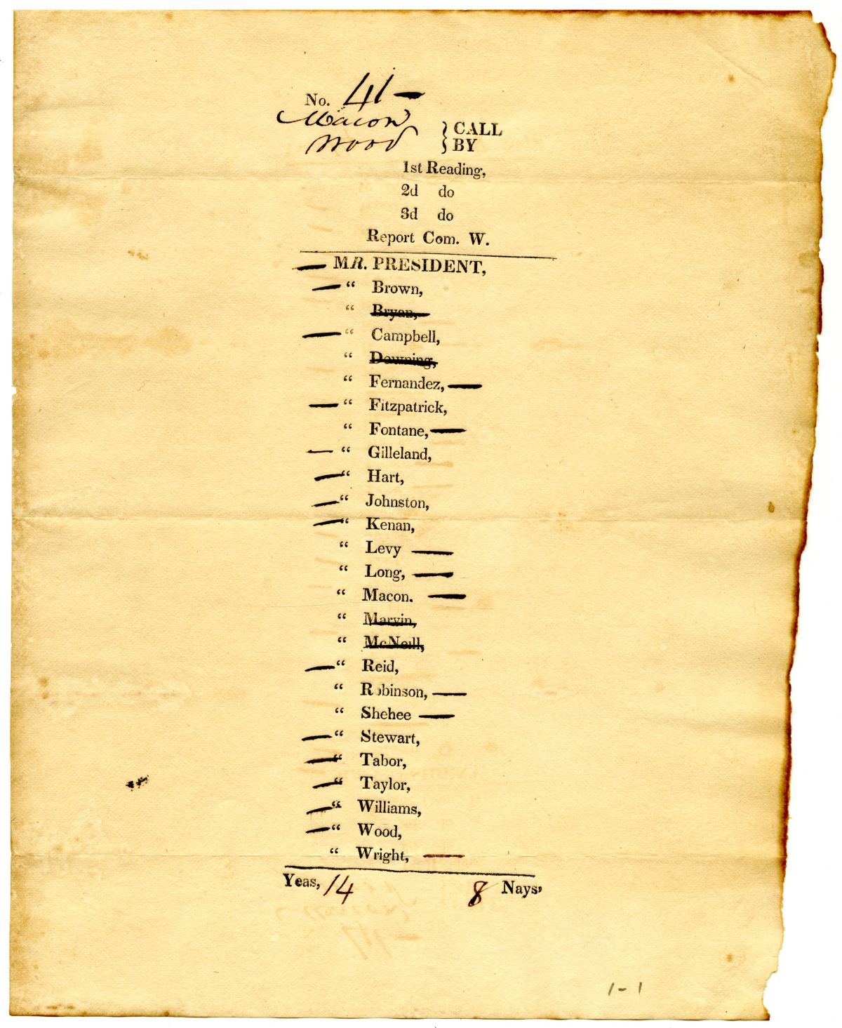 Draft of an Act to Amend Acts Concerning the Election of Delegate to Congress and Councilmen, 1834