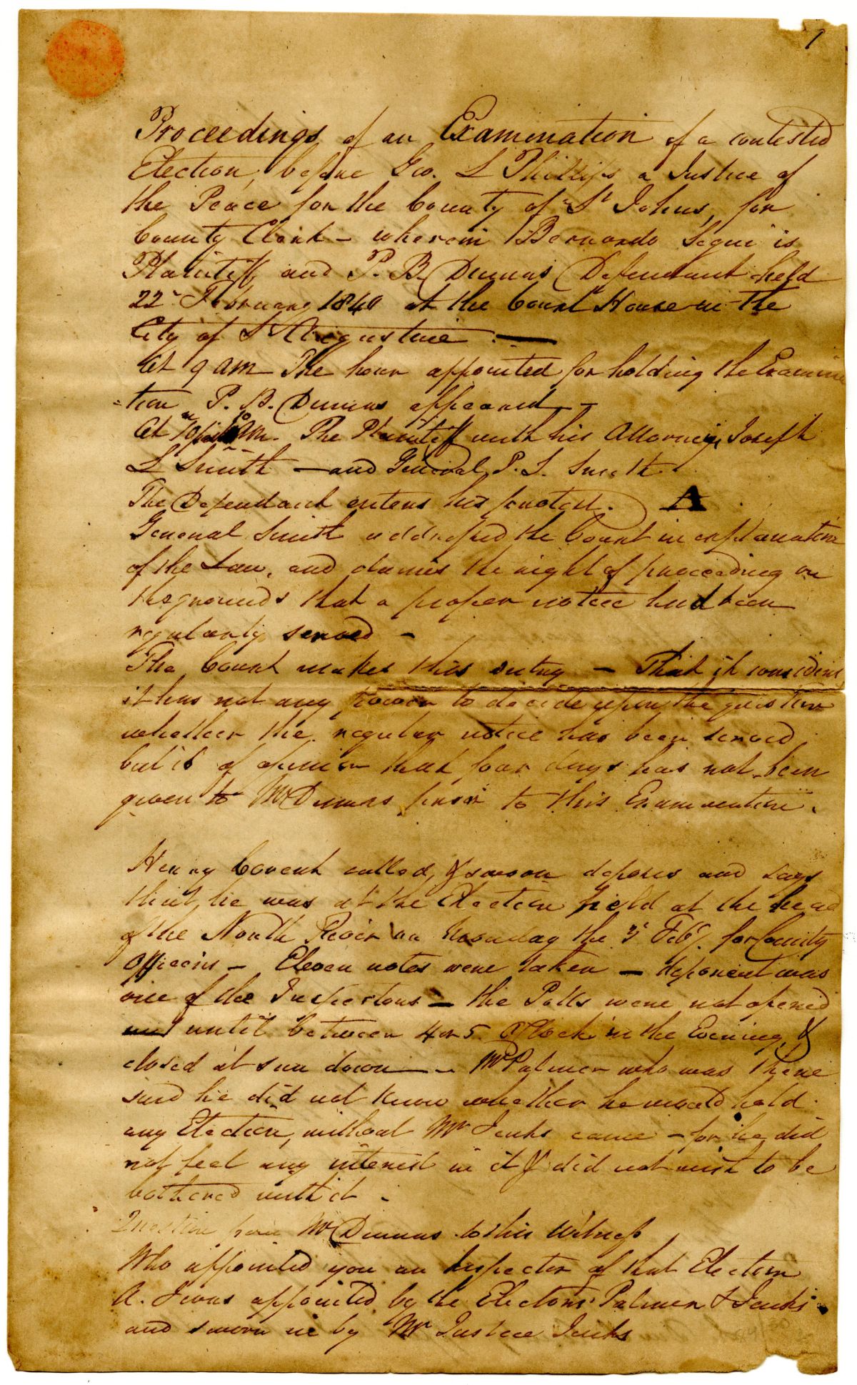 Proceedings of an Examination of a Contested Election Between Bernardo Segui and P. B. Dumas, 1840