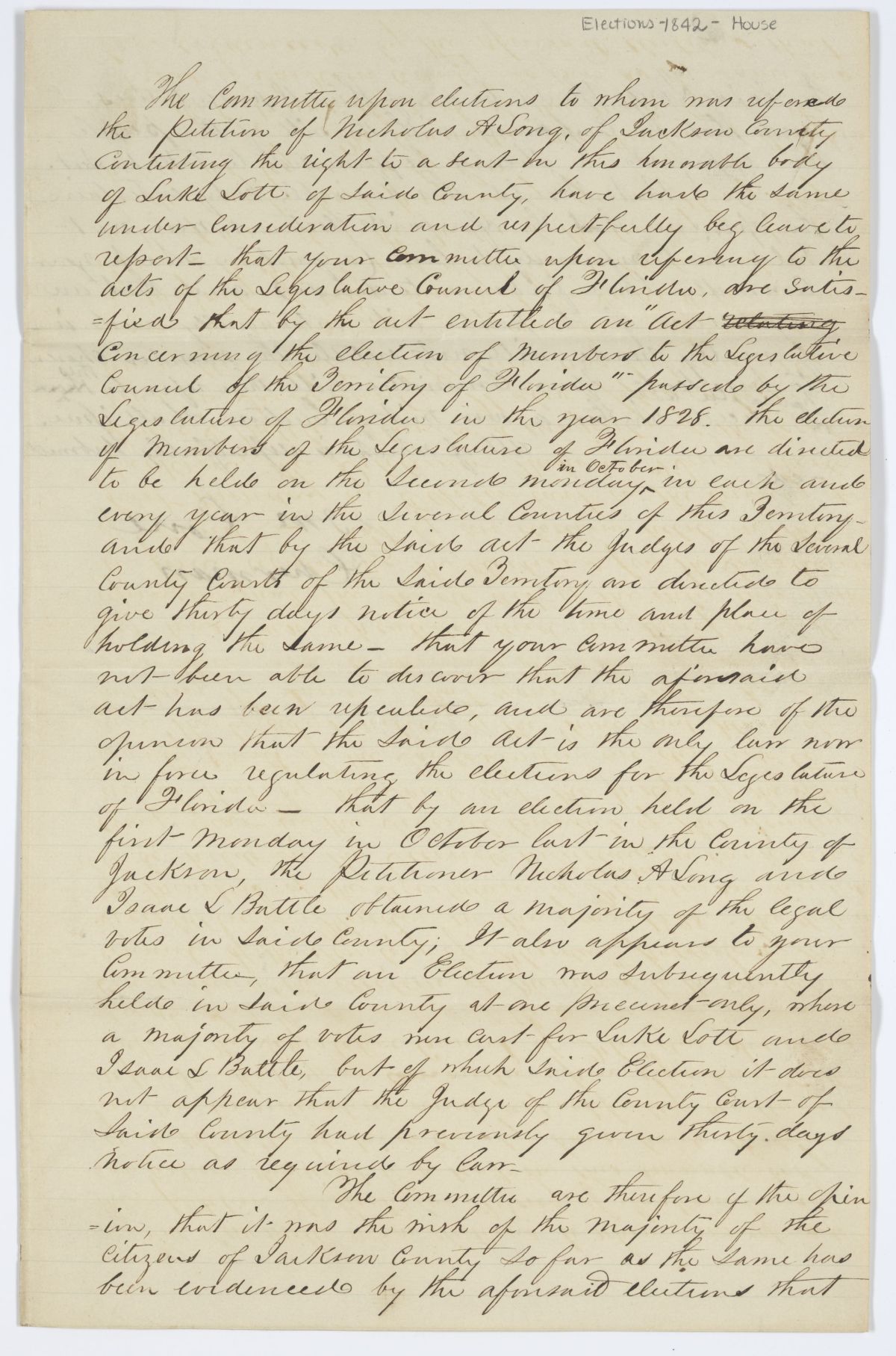 Report of the Committee on Elections, 1842