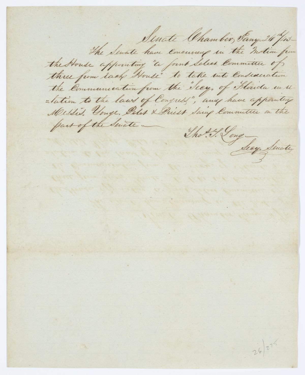 Message from the Senate Concurring with a Motion from the House, 1843