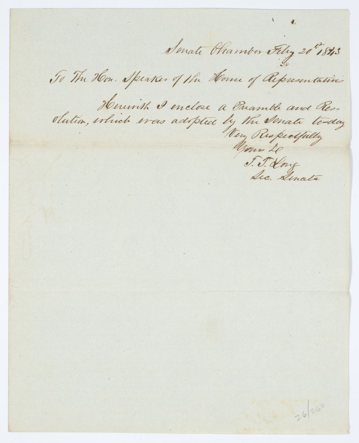 Message from the Senate to the House of Representatives Concerning a Resolution, 1843