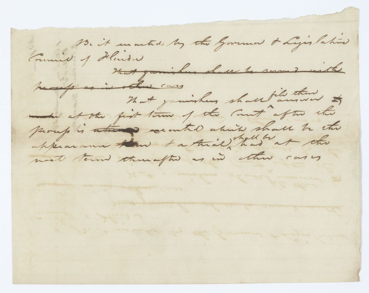 Draft of an Act Relative to Garnishments, 1843