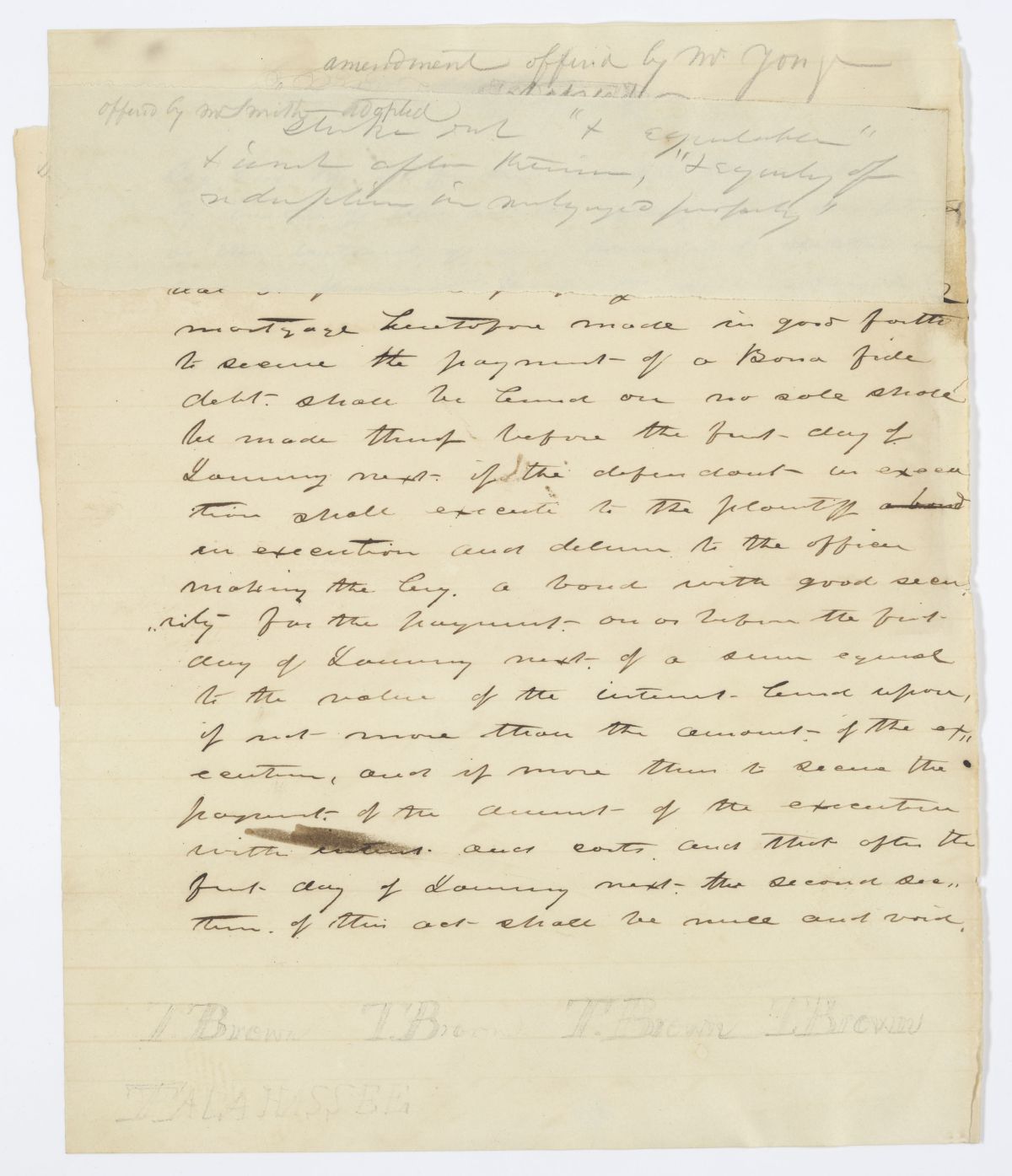 Amendment to an Act Regarding Equities of Redemption and Mortgages, circa 1843