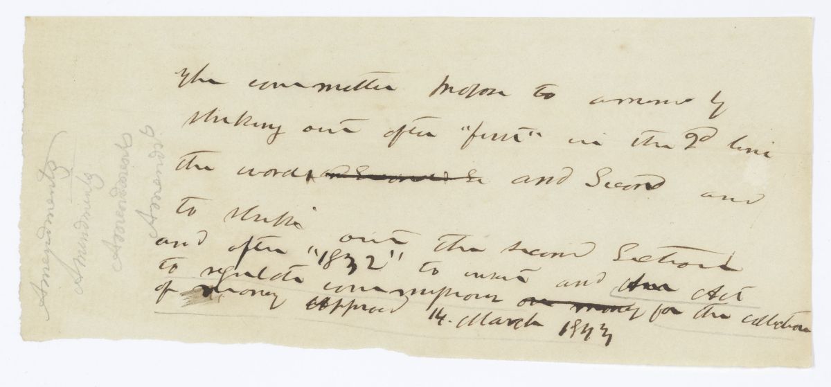 Draft Amendment to an Unknown Act, circa 1844