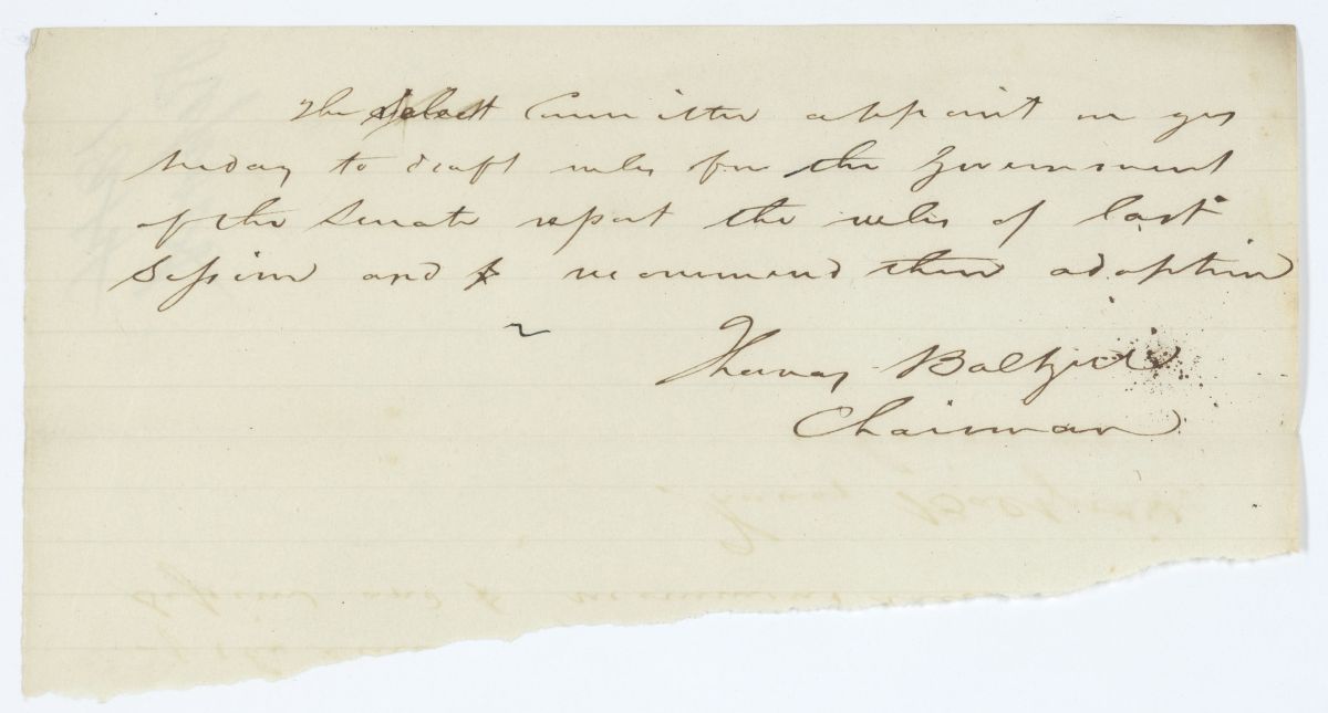 Report of the Select Committee Appointed to Draft Rules for the Senate, circa 1844