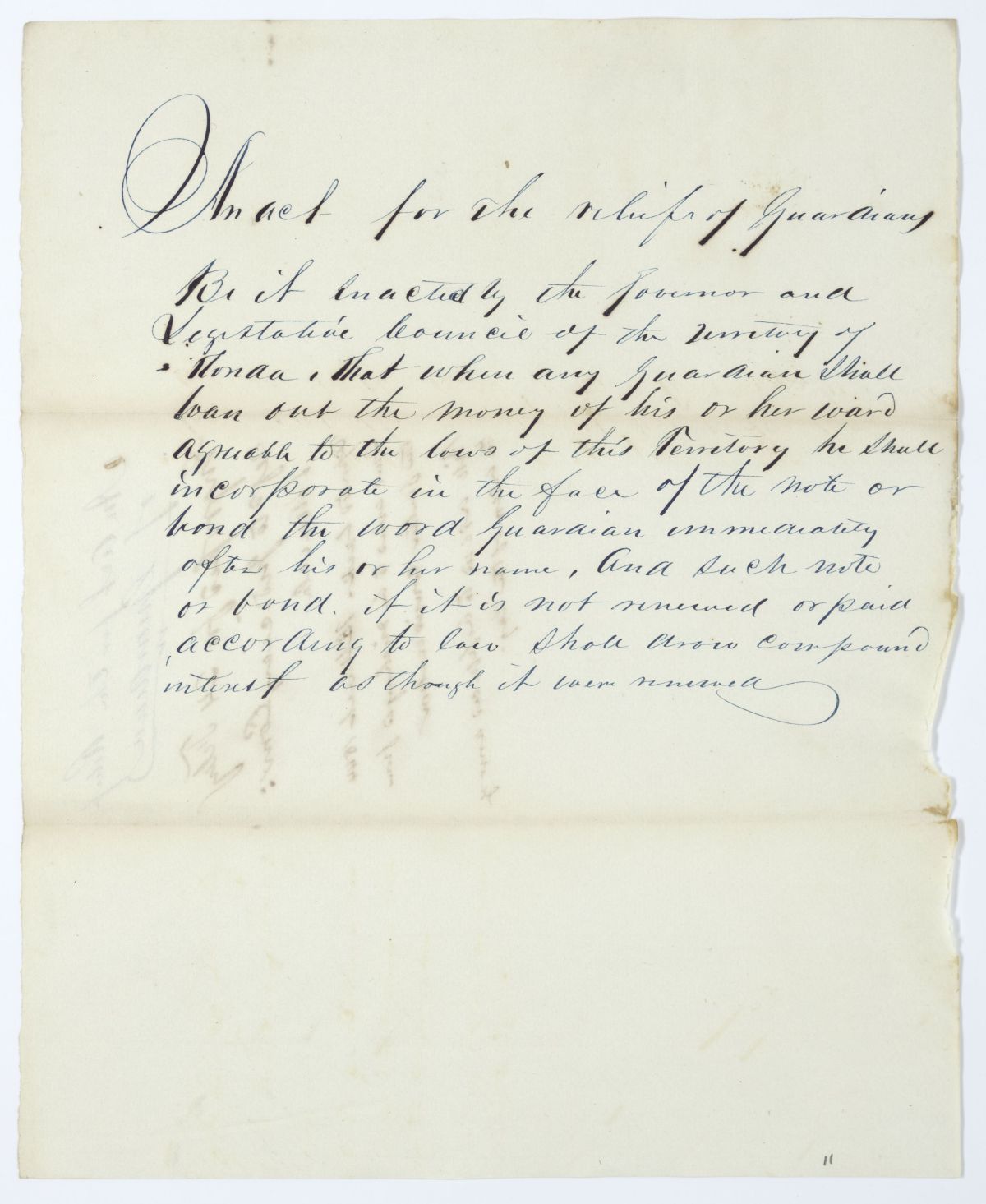 Draft of an Act for the Relief of Guardians, 1844