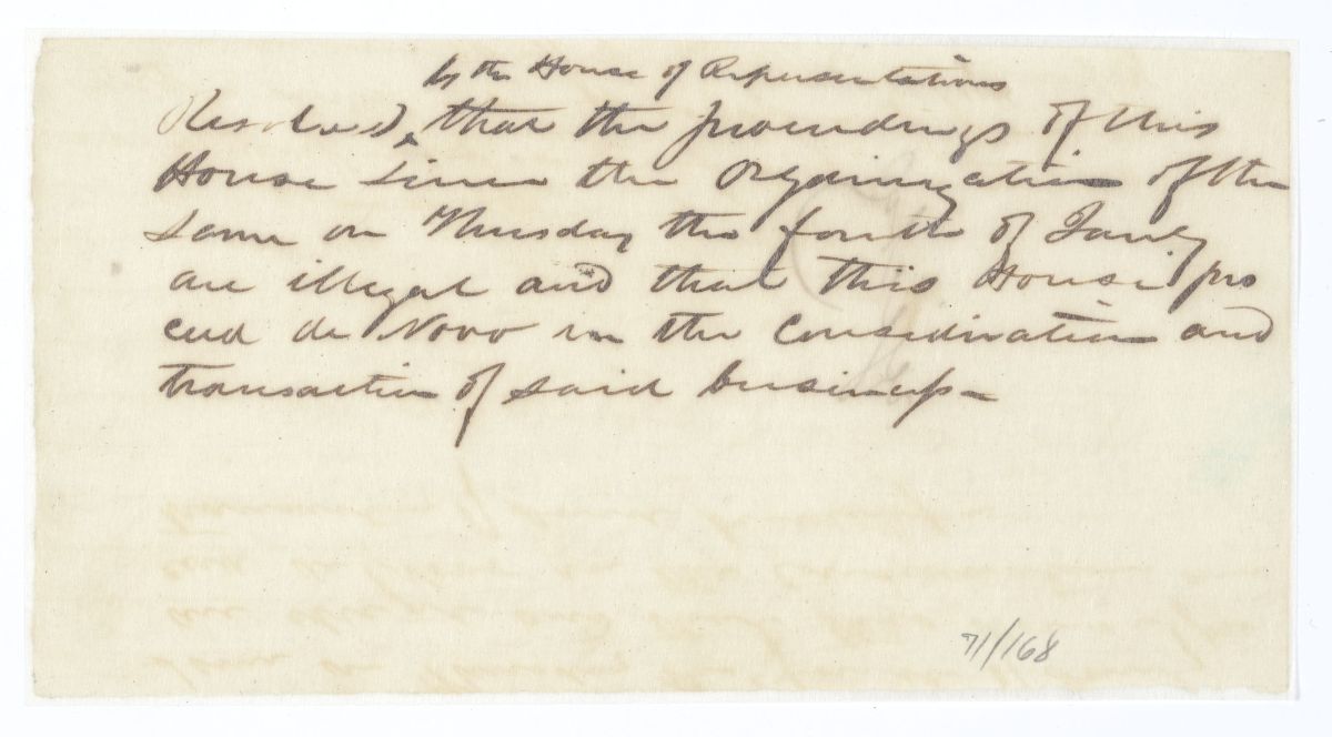 Resolution of the Florida House of Representatives Declaring the Proceedings of the House to Be Illegal, circa 1844