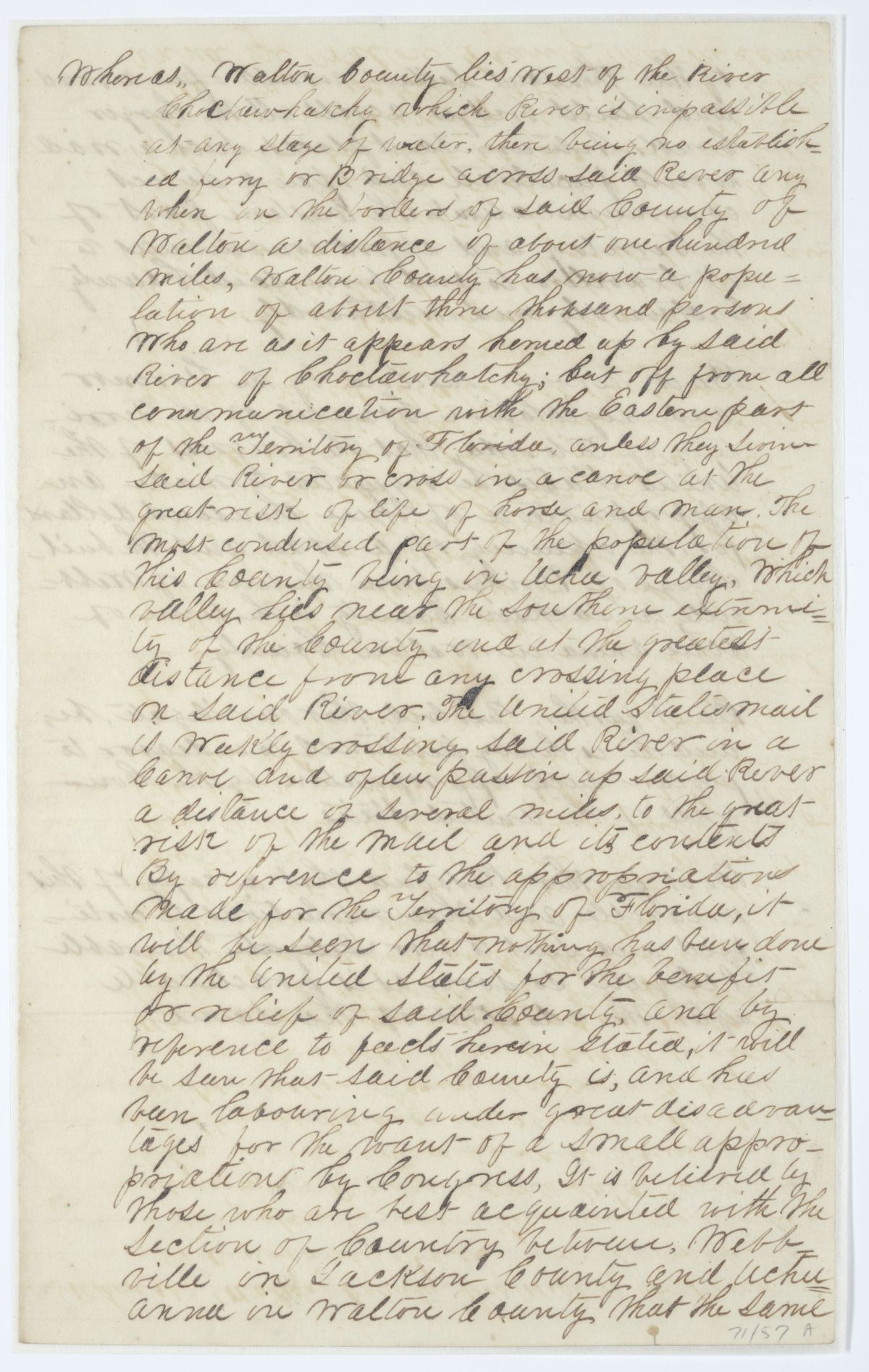 Resolution Directing the Florida Delegate in Congress to Procure an Appropriation for a Road and Bridges from Webbville to Eucheeanna, 1844