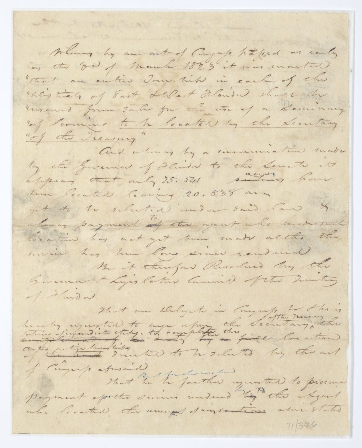 Resolution Relating to the Seminary Lands, 1844