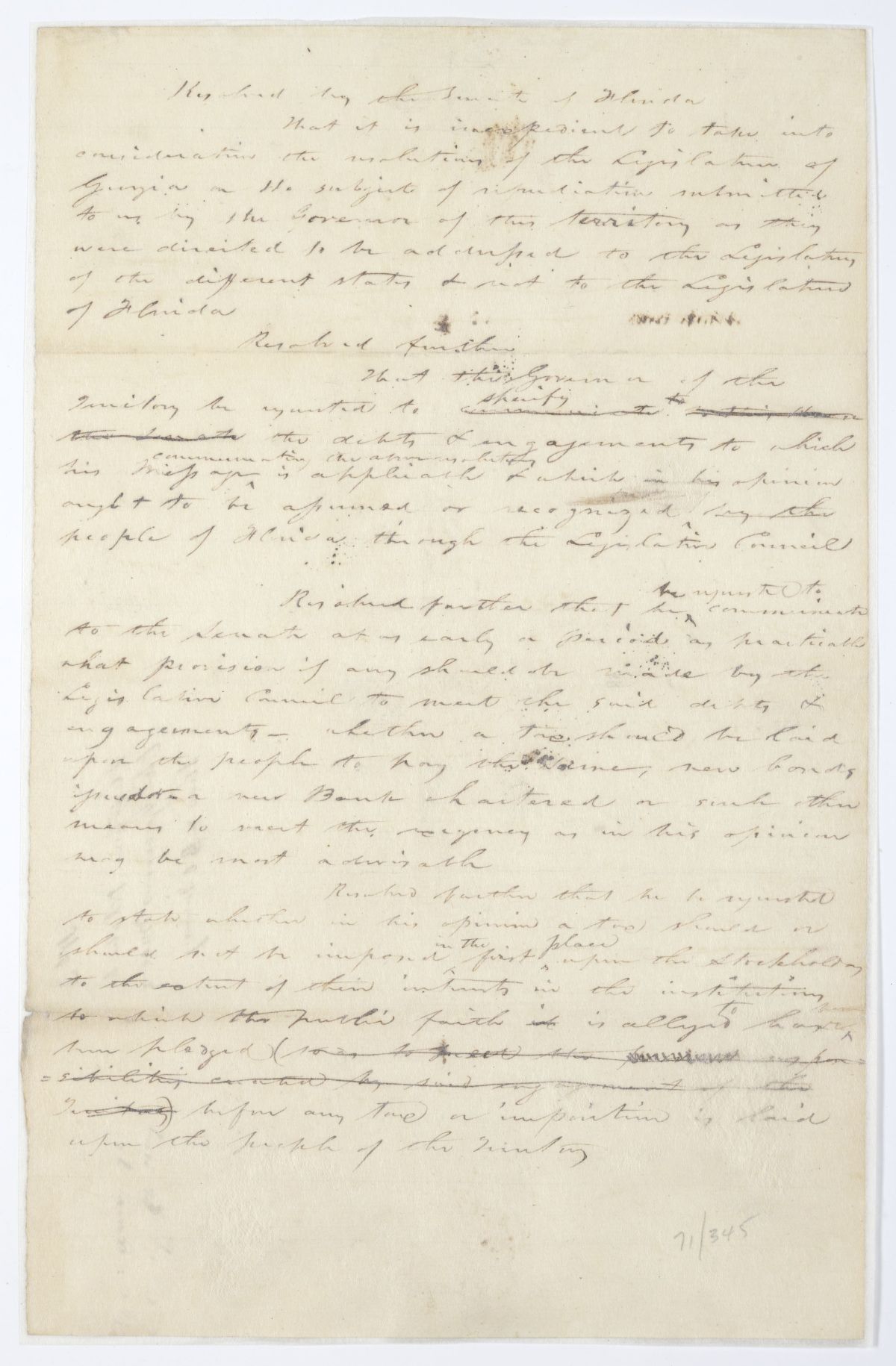 Resolution Declaring that It Is Inexpedient to Consider a Resolution of the Legislature of Georgia and for Other Purposes, circa 1844