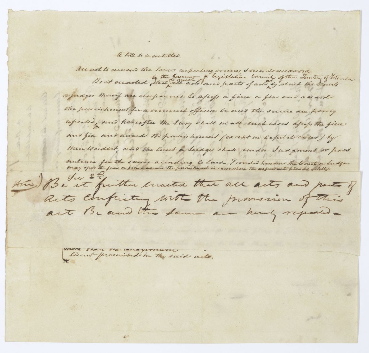 Draft of an Act to Amend the Laws Respecting Crimes and Misdemeanors, 1845