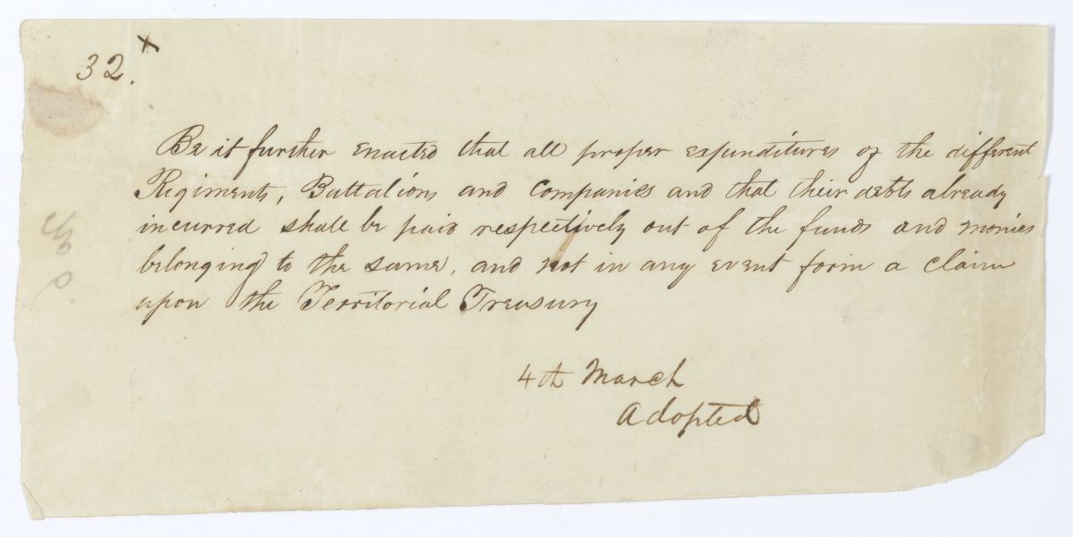 Amendment to an Act Concerning the Expenditures of the Militia, circa 1845