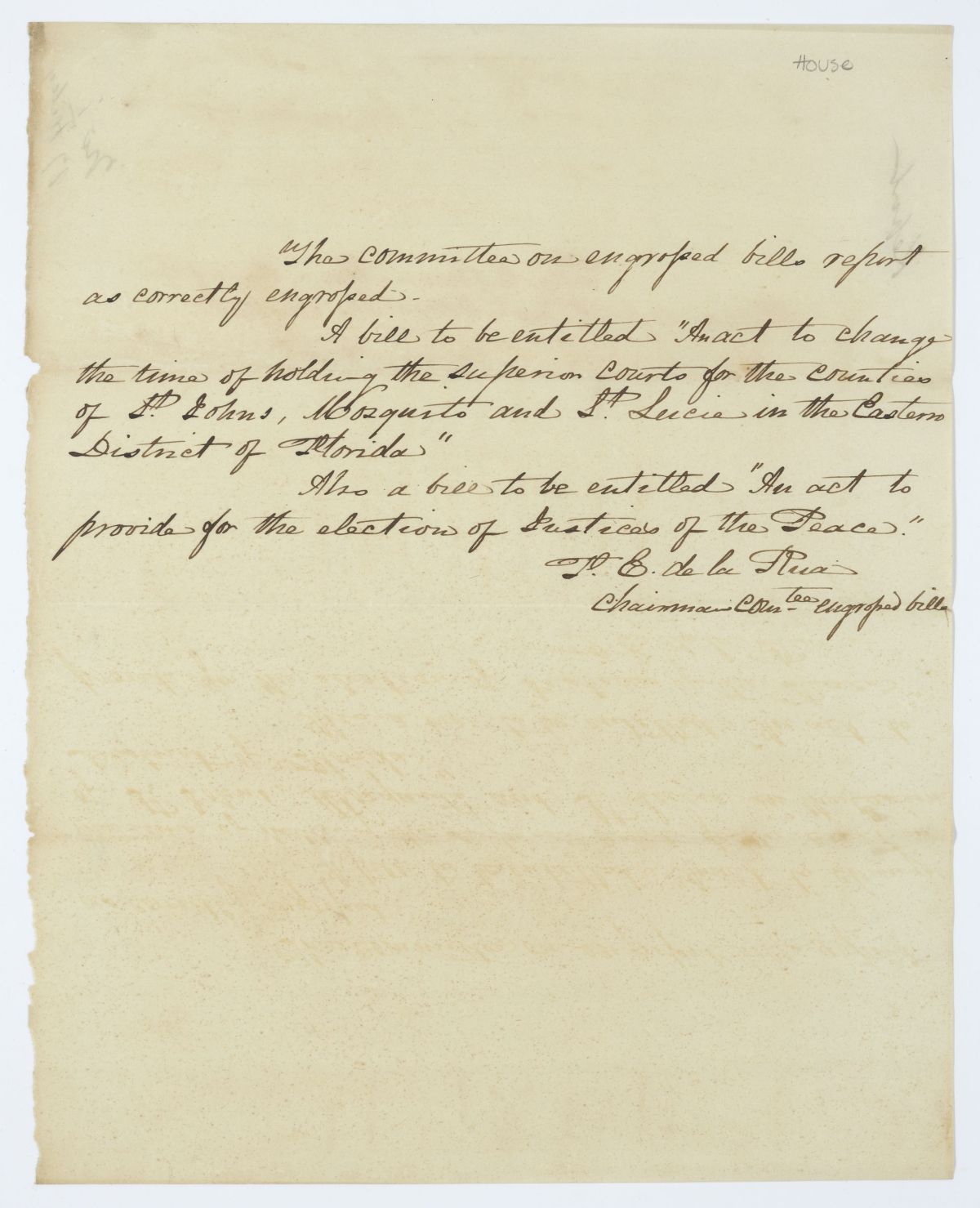 Report of the Committee on Engrossed Bills, circa 1845