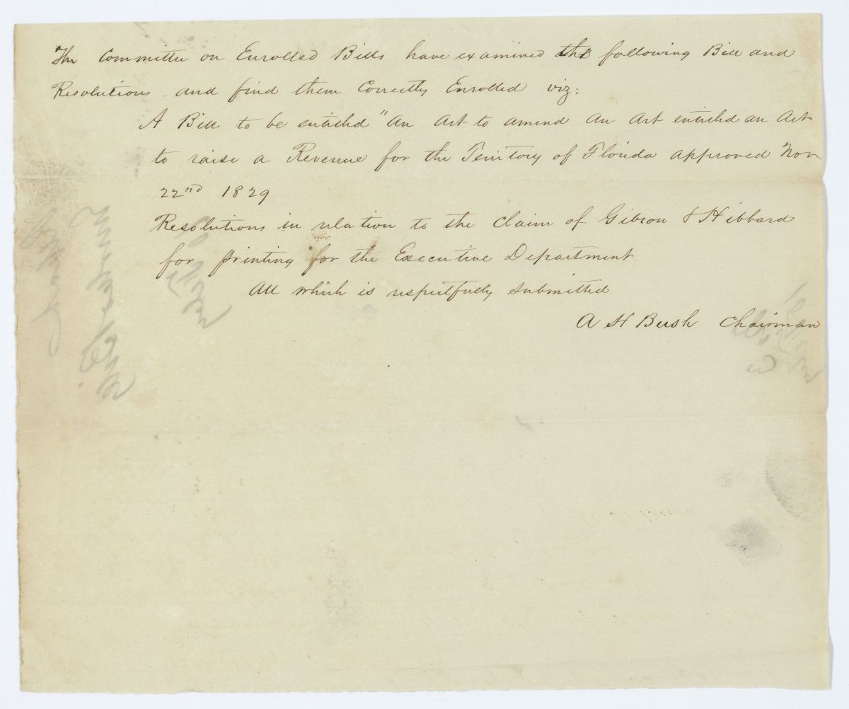 Report of the Committee on Enrolled Bills, circa 1845