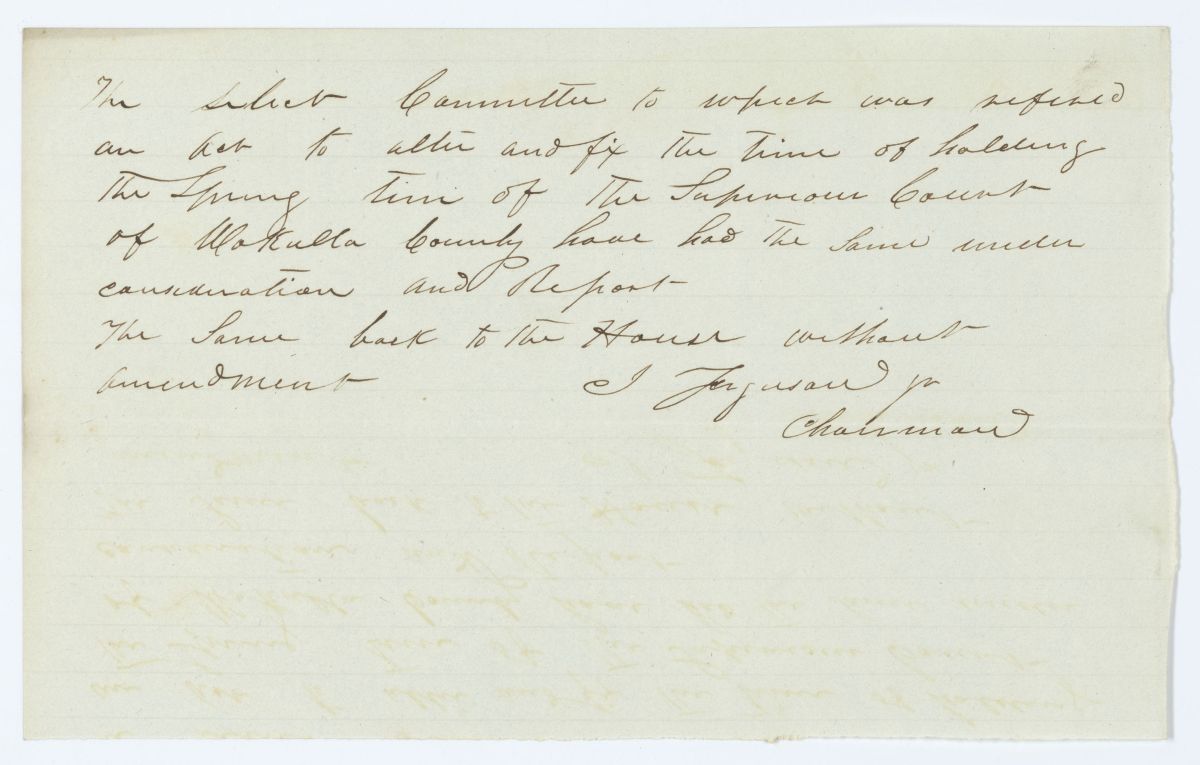 Report of the Select Committee to Which Was Referred an Act to Alter the Time of Holding the Superior Court of Wakulla County, circa 1845