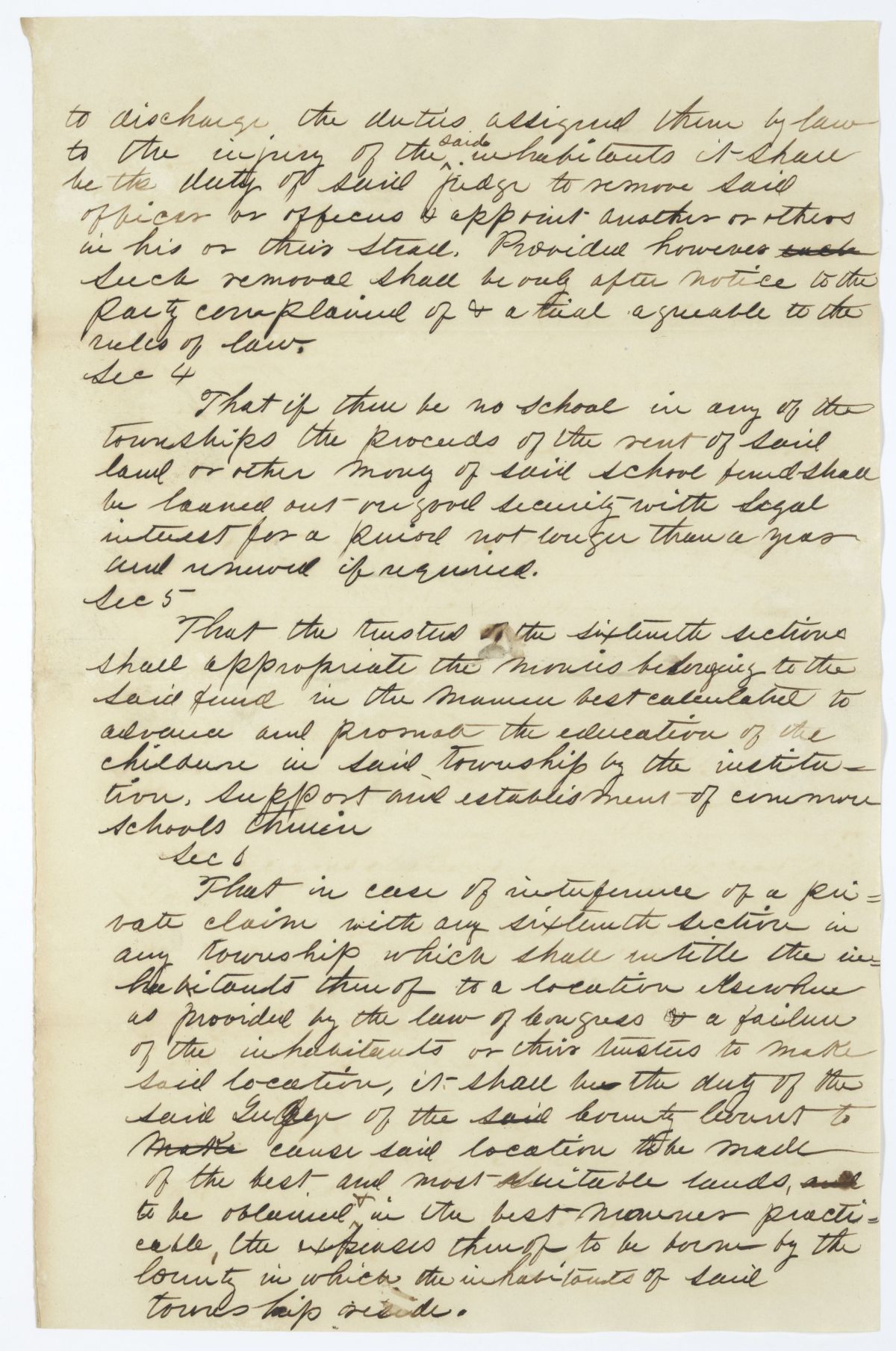 Draft of an Act Reported by the Committee on Schools and Colleges, circa 1845