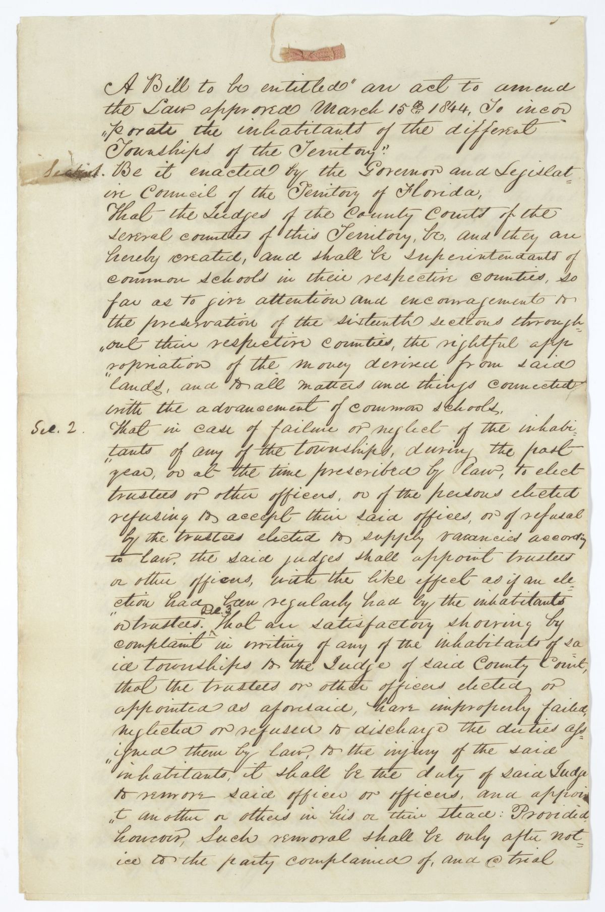 Four Drafts of an Act to Amend the Law to Incorporate the Inhabitants of the Different Townships of the Territory, 1845