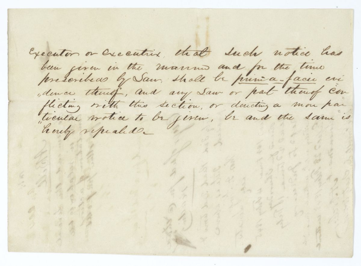 Fragment of a Draft of an Act to Amend the Several Acts in Relation to the Limitation of Actions, 1845