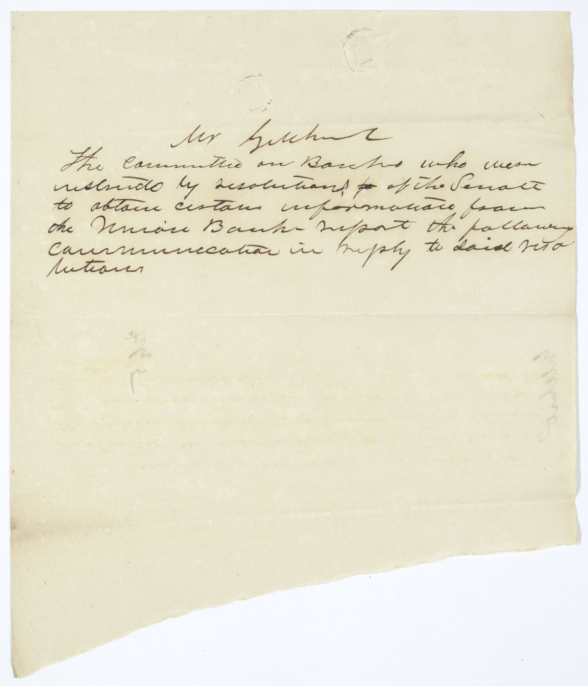 Report of the Committee on Banks Who Was Instructed to Obtain Certain Information from the Union Bank, circa 1845