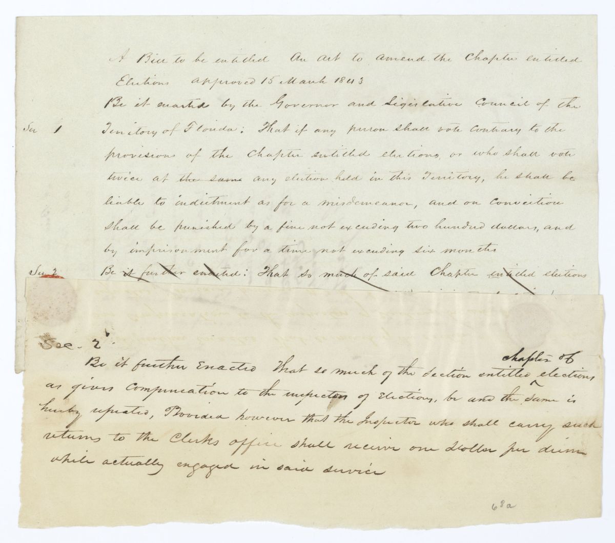 Draft of an Act to Amend the Chapter Entitled Elections, 1845