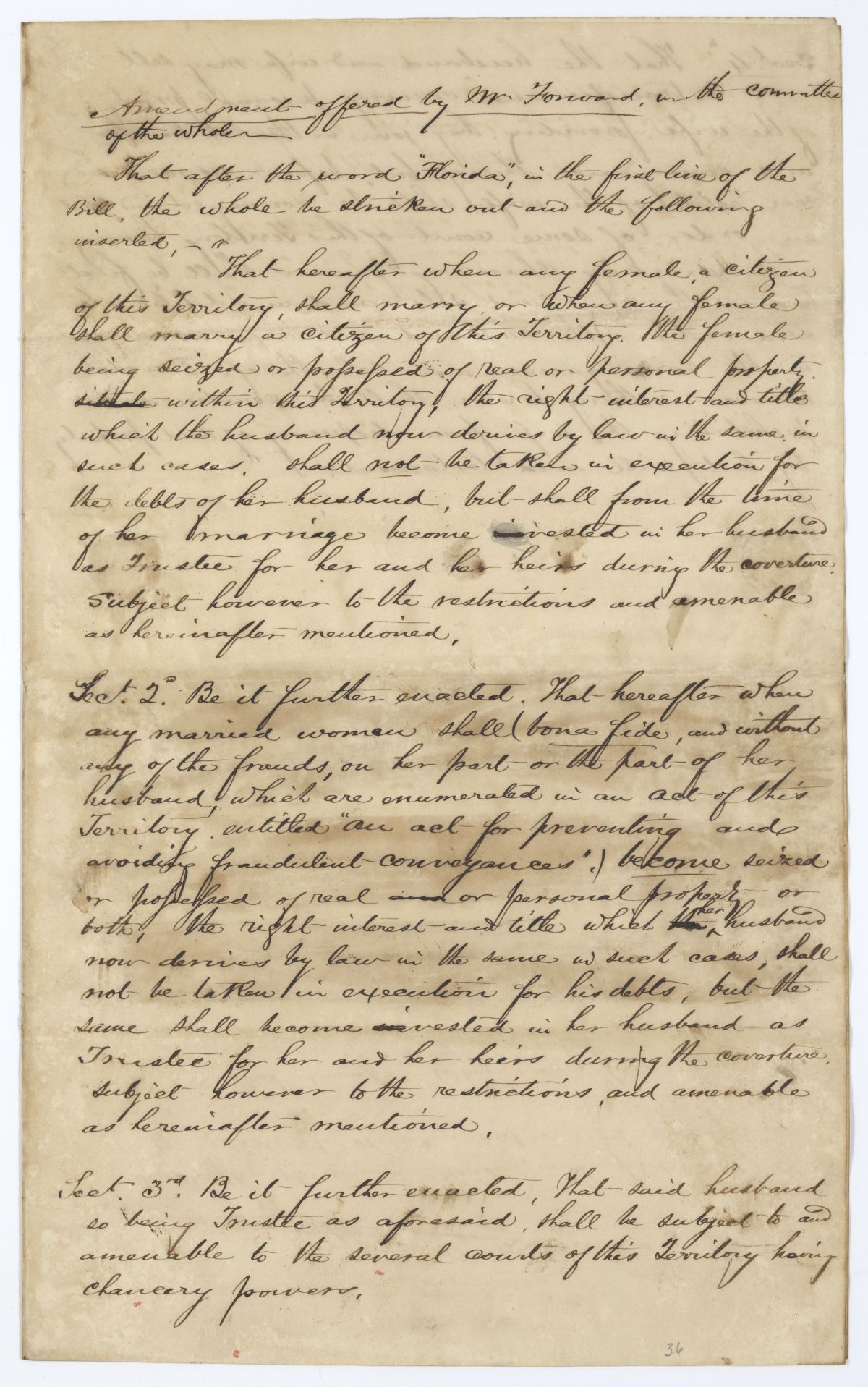 Amendment to a Bill to Secure Certain Rights to Women, 1845