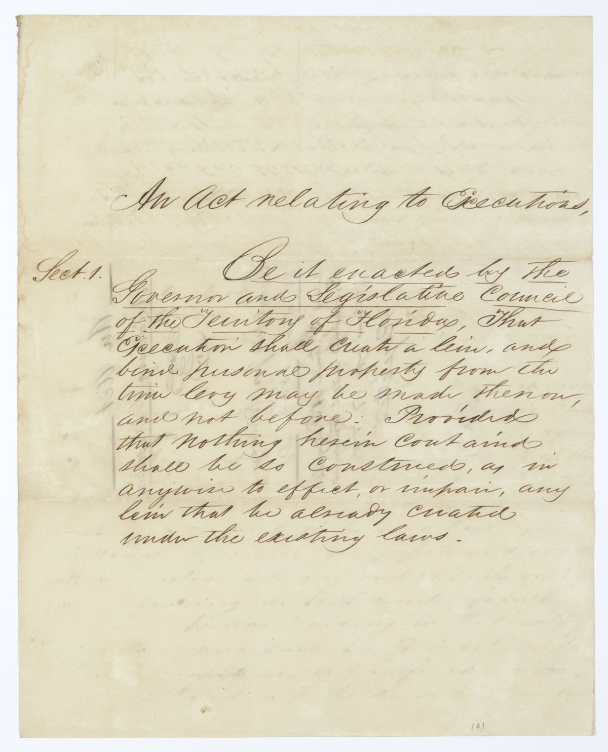 Draft of an Act Relating to Executions, 1845