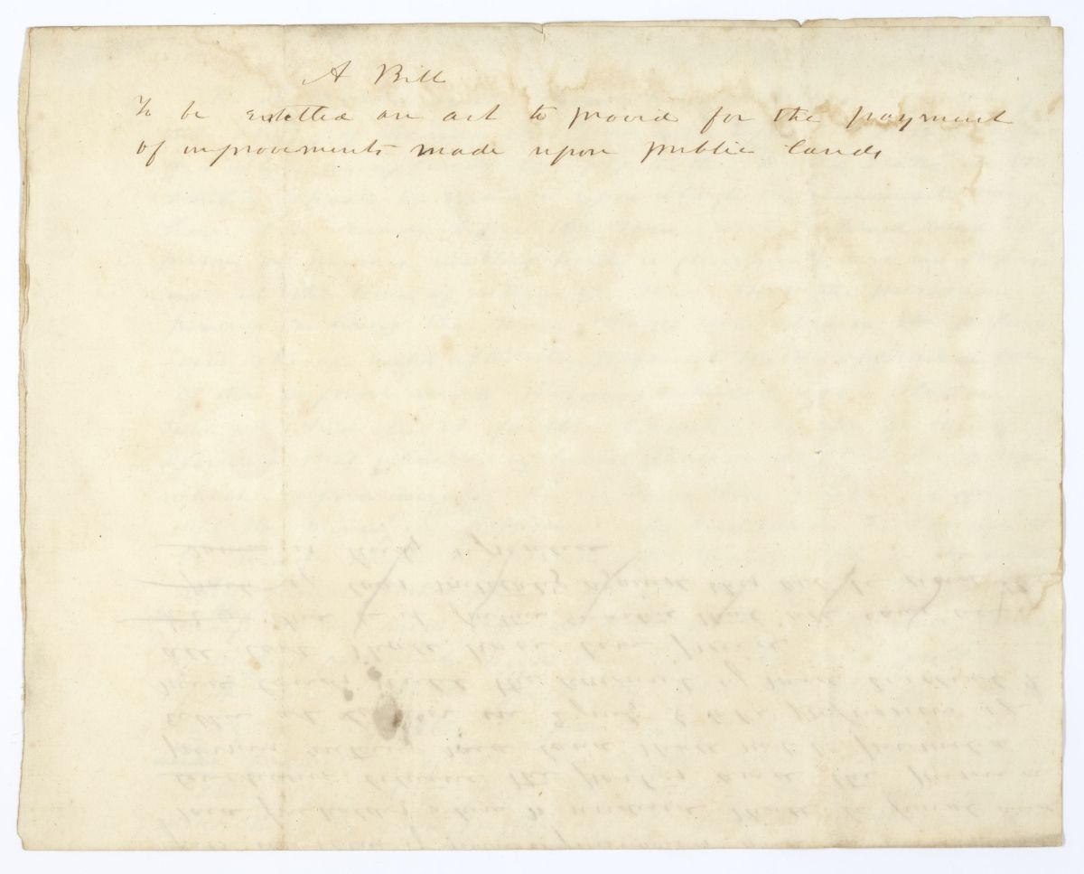 Draft of an Act to Provide for Improvements Made on Public Lands, 1844