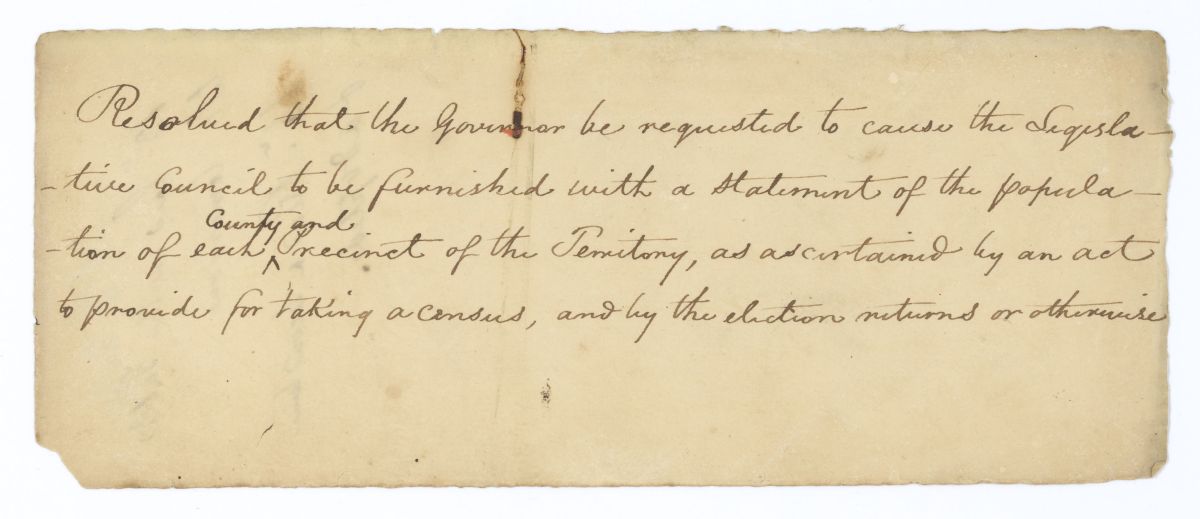 Resolution Requesting that the Governor Provide the Territorial Legislative Council with a Statement of the Population of Each County, circa 1828