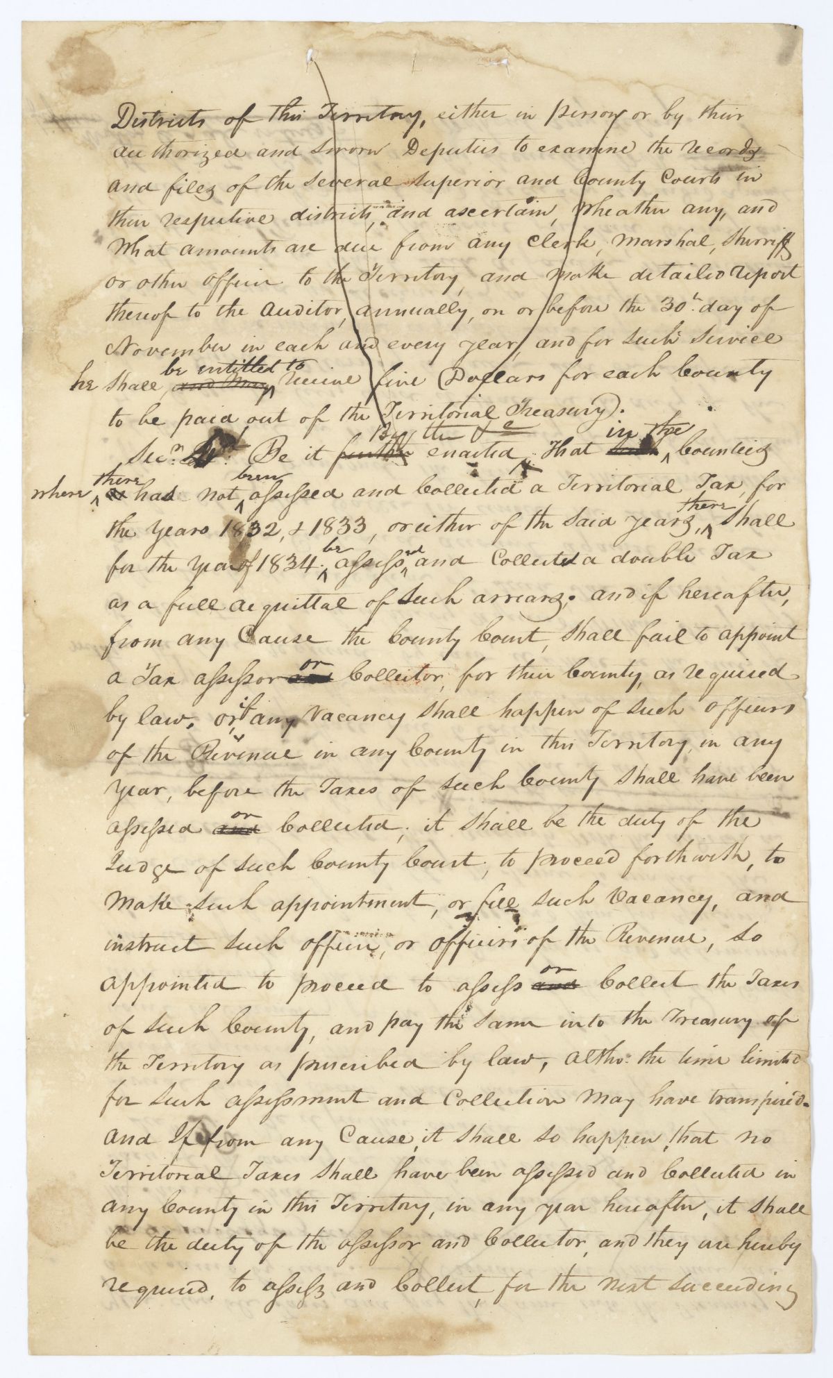 Draft of an Act to Provide for the More Effectual Collecting of Revenue, 1834