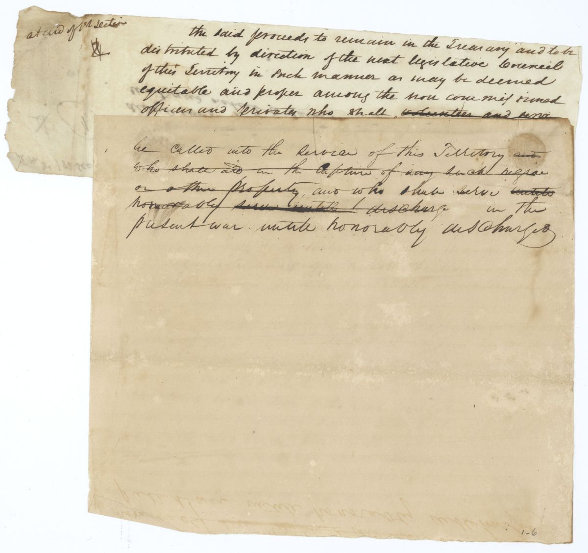 Fragment of an Amendment to An Act Respecting Persons of Color Living Among the Seminoles, 1836