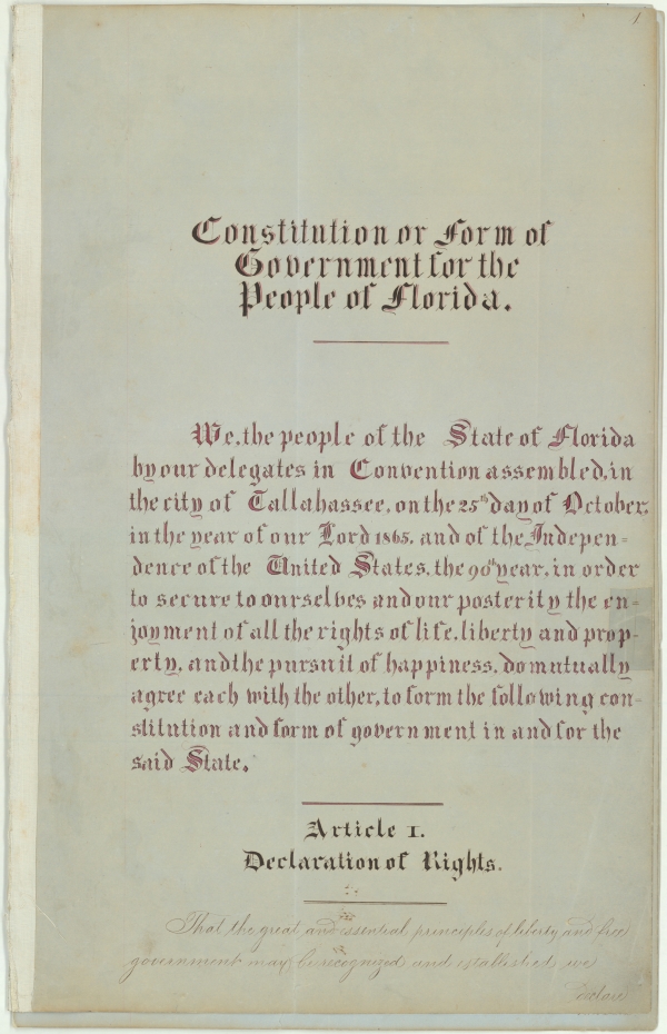 Constitution of the State of Florida, 1865