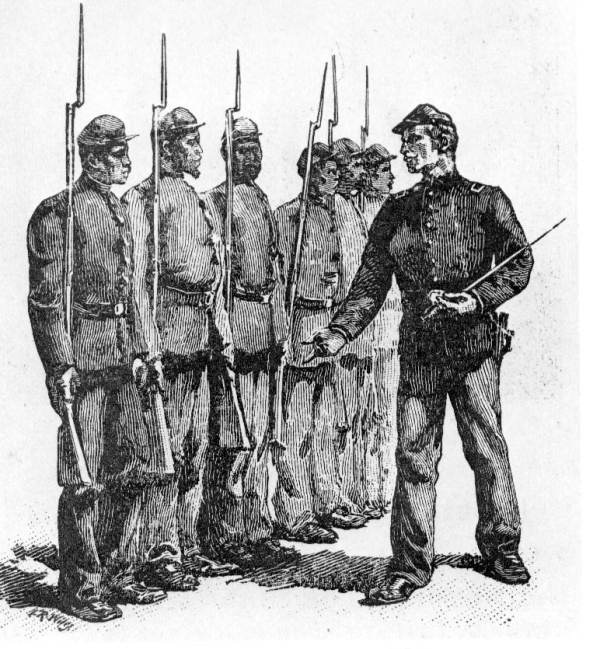 Drawing of African-American soldiers during the Civil War (ca. 1863)