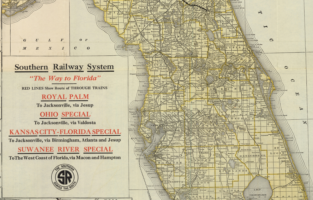 Map of Florida's railroads, 1915. Florida Map Collection, State Library of Florida.