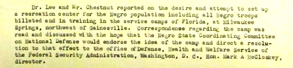 Excerpt from the minutes of a meeting of the Negro Coordinating Committee on National Defense held in Tampa, December 17, 1941.