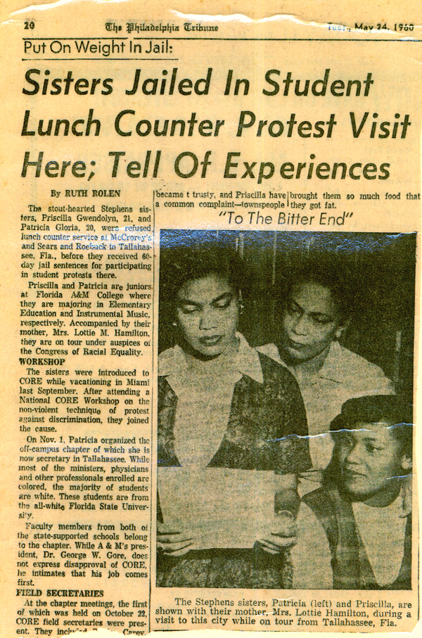 Activists Patricia and Priscilla Stephens with their mother Lottie in Philadelphia.