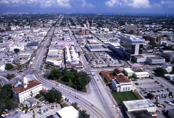 Aerial view looking east over a section of Coral Gables (circa 1996).