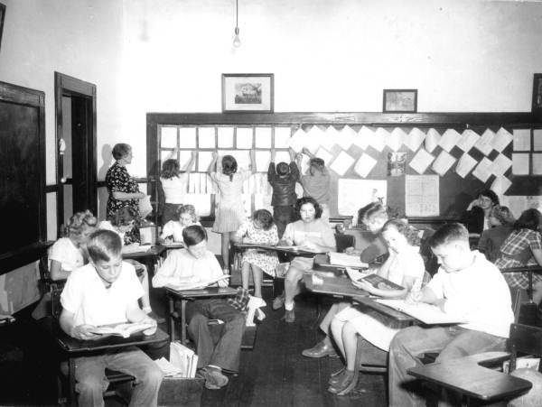 Students attending a 