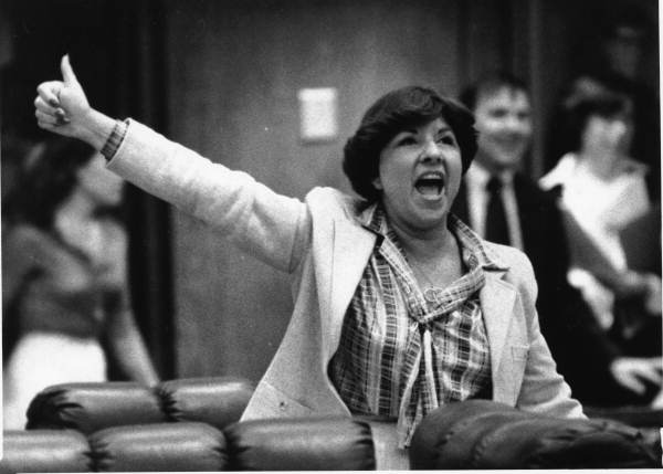 Rep. Elaine Gordon celebrates as the ERA passes in the House - Tallahassee, Florida.