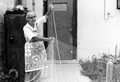 Ada Mickler with one of the cast nets she made in Saint Augustine, Florida.