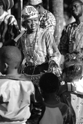 Amanulu de Remy of the Haitian Rara band Konbo Guinyn performing - Miami, Florida.