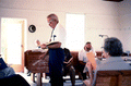 Man leading Sacred Harp singing at the Bethlehem Primitive Baptist Church - Old Chicora, Florida