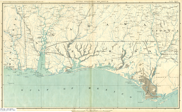   Map of northwest Florida, including Alabama and Mississippi, ca. 1861-1865