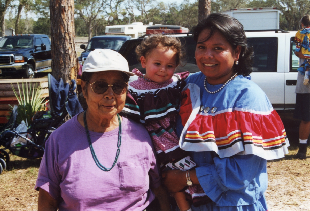 3 generations of Seminoles at the Brighton Reservation tribal festival.